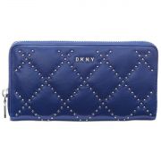 DKNY Blue Sofia Studed Leather Zip Around Wallet B4HP