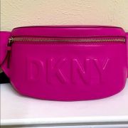 DKNY Tilly Logo Fanny Belt Pack Pink Faux Leather B4HP