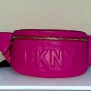 DKNY Tilly Logo Fanny Belt Pack Pink Faux Leather B4HP