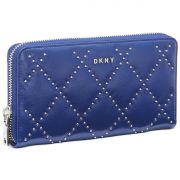 DKNY Blue Sofia Studed Leather Zip Around Wallet B4HP