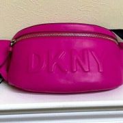 DKNY Tilly Logo Fanny Belt Pack Pink Faux Leather B4HP