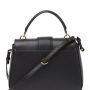 Calvin Klein Amara Hermine Leather Top Satchel, BLACK/GOLD $268 B4HP