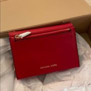 MICHAEL KORS Red Cece Small Leather Card Case Red B4HP