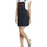 Dickies Girl Juniors’ Carpenter Overall Dress Large Dark Rinse B4HP