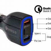 35 Watt 3-Port Fast Charging Car Charger QC 3.0 3.5A USB Ports PD Type-C B4HP