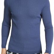 INC Men’s Sweater Blue Turtleneck Solid Ribbed Pullover $80 B4HP