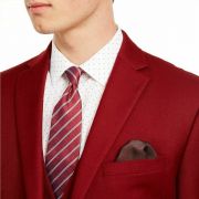 BAR III Mens Red Single Breasted Heather Slim Fit Wool Blend Suit Separate 40S B