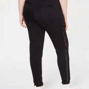 Lala Anthony Trendy Plus Size Mesh Stripe Jogger Pants 2X Black B4HP