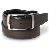 Perry Ellis Portfolio Men's Leather Burnished Edge Reversible Belt B4HP
