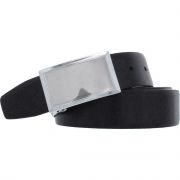 Perry Ellis Portfolio Men’s Shiny Leather Reversible Plaque Belt Black 30 B4HP