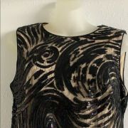 Calvin klein Women Black Sequin Sheath Dress size 8 Black with nude lining B4HP