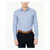 CLUB ROOM Mens Blue Pinstripe Collared Regular Fit Performance Dress Shirt B4HP
