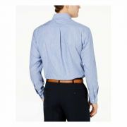 CLUB ROOM Mens Blue Pinstripe Collared Regular Fit Performance Dress Shirt B4HP