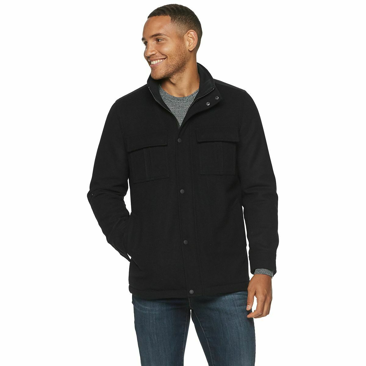 Men’s Apt. 9 Stand-Up Collar 4-Pocket Wool-Blend Coat B4HP