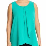 STATUS BY CHENAUL WOMEN WOVEN-ASYMMETRICAL DRAPE TANK B4HP $68