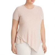 Elan Womens plus size Layered Striped Asymmetric T-Shirt Top B4HP