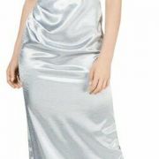 Adrianna Papell Womens Satin Embellished Evening Dress Silver size16 B4HP