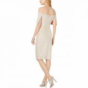 Vince Camuto Womens Lace Off-The-Shoulder Sheath Dress Beige 6 B4HP