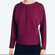 KENNETH COLE Ribbed Dolman Sweater Beet Purple Large B4HP