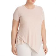 Elan Womens plus size Layered Striped Asymmetric T-Shirt Top B4HP