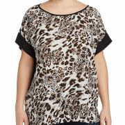 Status by Chenault Womens Animal Print Boatneck Blouse Top B4HP