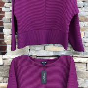 KENNETH COLE Ribbed Dolman Sweater Beet Purple Large B4HP