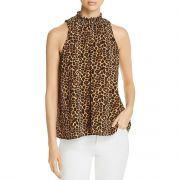 STATUS BY CHENAULT WOMENS Plus Size Leopard PRINT LAYERING TANK TOP smock Neck