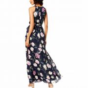 SLNY Womens Maxi Dress Floral Halter Navy Multi SIZE 10 B4HP