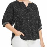 Womens B Collection by Bobeau Dot Print Valerie Button Down Top Plus Size $92