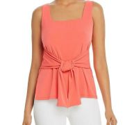 Kenneth Cole Womens Square Neck Tie Front Tank Top Size S Coral Color B4HP