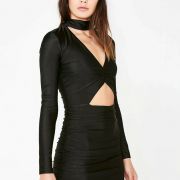 NWT $89 Tiger Mist Roxy Ruched Black Dress Size XS B4HP