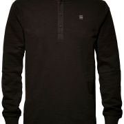 G-Star Raw Men’s Four Button Henley Motac Grandad Dark Black Size Small B4HP