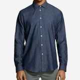NEW DKNY Men's Long Sleeve Button-Down Twill Shirt Indigo B4HP $80