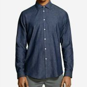 NEW DKNY Men’s Long Sleeve Button-Down Twill Shirt Indigo B4HP $80