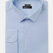 Bar III 17-17.5 34/35 Men`s Slim-Fit Blue White Stretch Button Dress Shirt B4HP