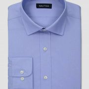 Nautica Men’s Slim-Fit Blue Stretch Long-Sleeve Button Dress Shirt L 16.5 34/35