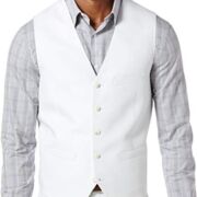 Mens Perry Ellis Men’s Linen Vest White XL B4HP