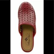 Women Patricia Nash Lorena Slip-on Mules Perforated Wooden Heels Red B4HP Sz 6