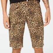 Guess Men’s Carter Twill Animal Cargo Short Size 34 Leopard print B4HP