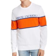 Armani Exchange Stripe Logo Sweater Size Medium Orange White B4HP