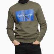 Calvin Klein Jeans Men’s Monogram crewneck Sweatshirt XXL Olive B4HP