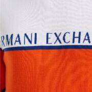 Armani Exchange Stripe Logo Sweater Size Medium Orange White B4HP