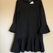 French Connection Black Dress Ruffle Bell Sleeves size 14