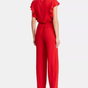 LAUREN RALPH LAUREN Ruffle-Trim Jumpsuit Size 6 Red B4HP