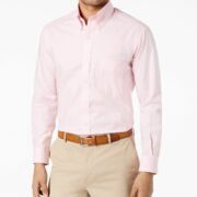 Club Room Mens performance Regular-Fit Pink Long-Sleeve Button Dress Shirt 16.5