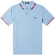 Fred Perry Twin Tipped Polo Shirt M3600 Sky Cotton Small B4HP