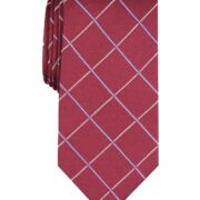 CLUB ROOM Men’s Canton Grid Tie Burgundy One Size B4HP