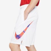 Nike Men’s Dri-fit Printed-Logo Training Shorts Size L White B4HP