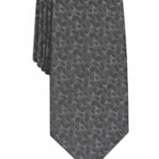 Alfani Men’s Black Palmas Geometric Silk Blend Slim Tie B4HP