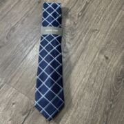 Michael Kors Men’s Blue Grid Check Luxe Silk Professional Neck Tie One Size B4HP